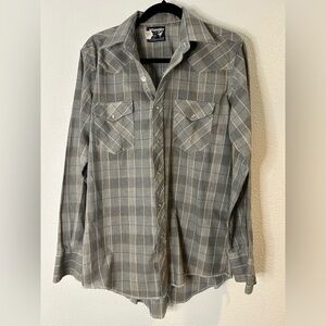 Wrangler Gray Plaid Men's Shirt Size 16